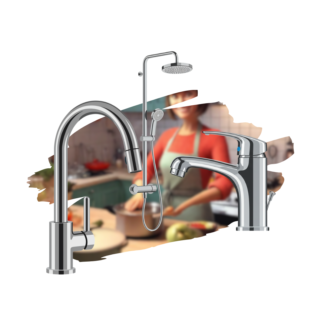Selección de llaves de lavamanos y cocina de estilo tradicional cromado